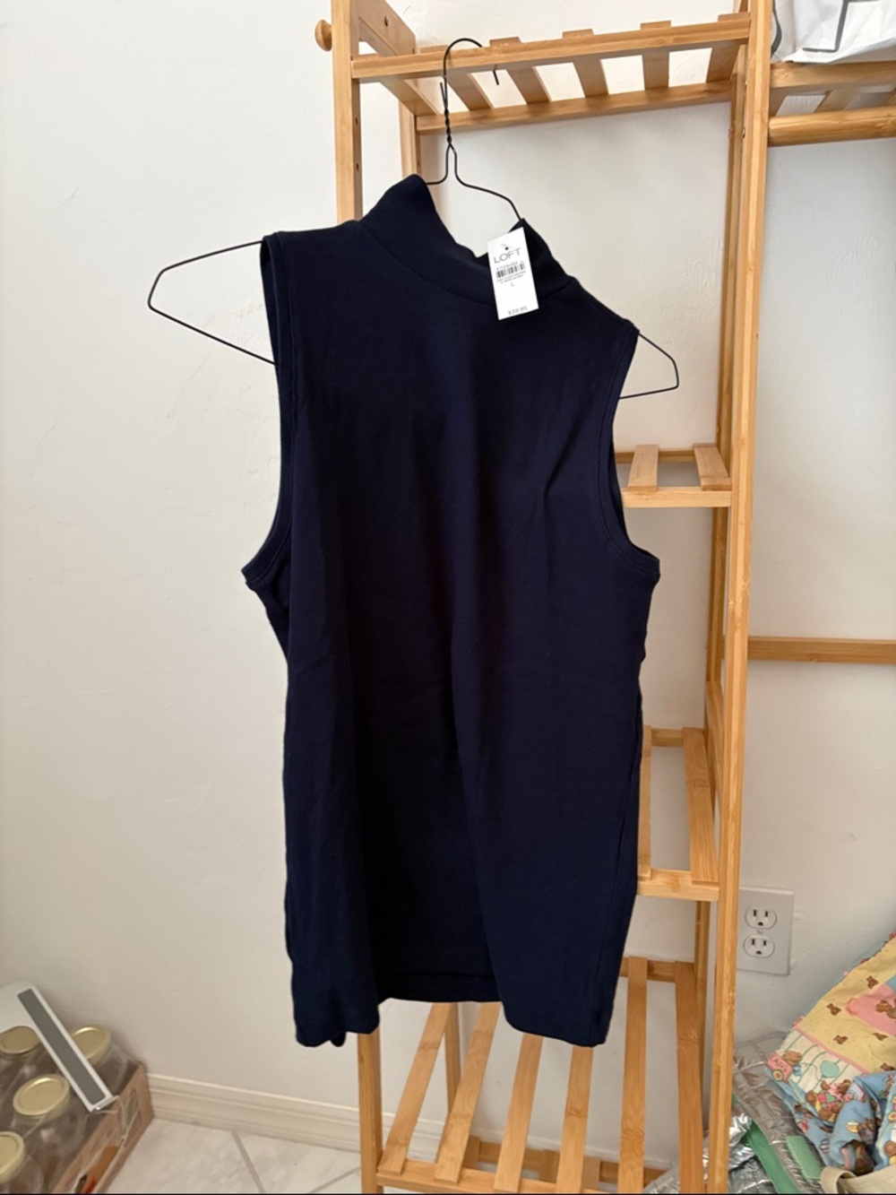 Sleeveless Mock Neck Top - Navy
